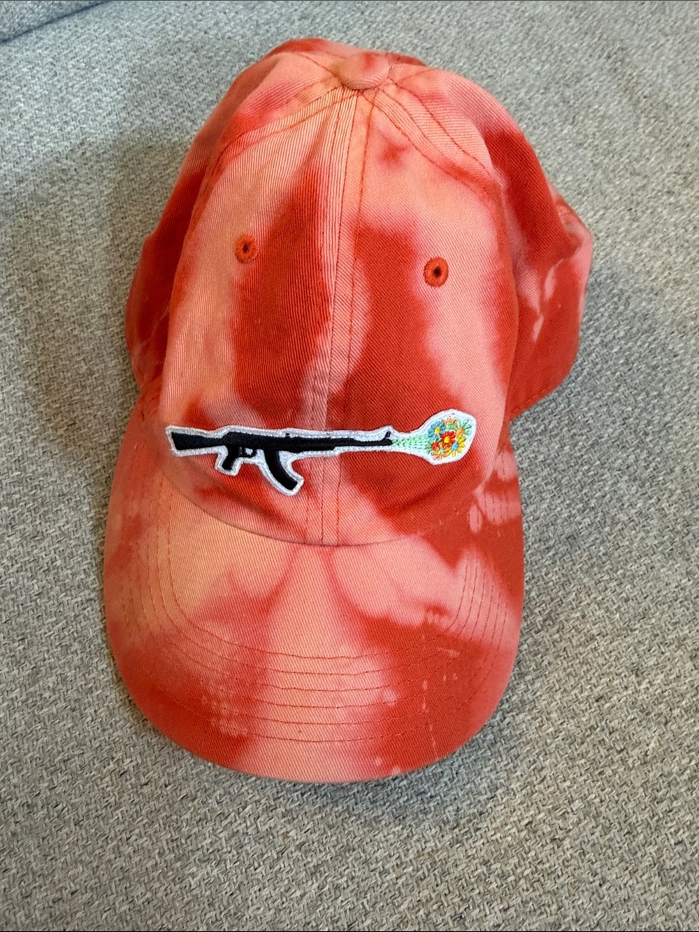 Newhattan Tie Dye Baseball Hat with Floral AK-47 patch